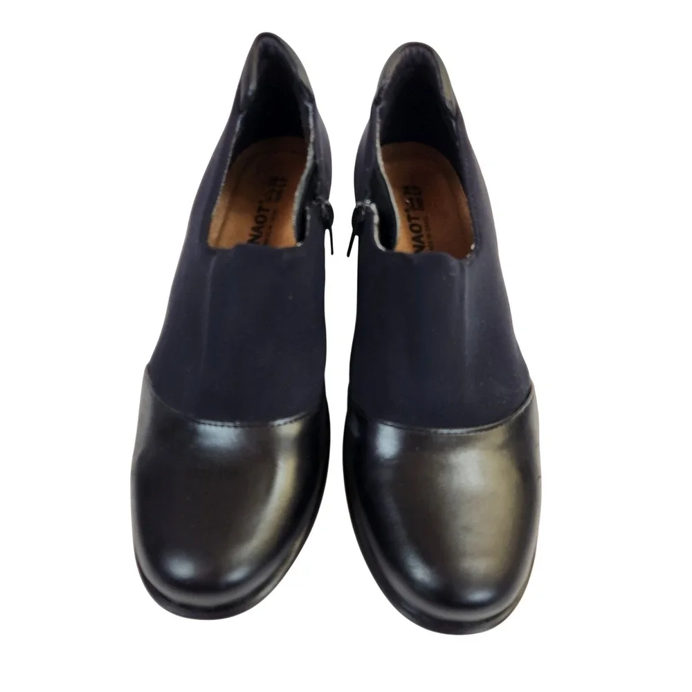 NAOT Weekend Wedge Black‎ Leather & Fabric Comfort Shoes Women Size US 7 EU 38